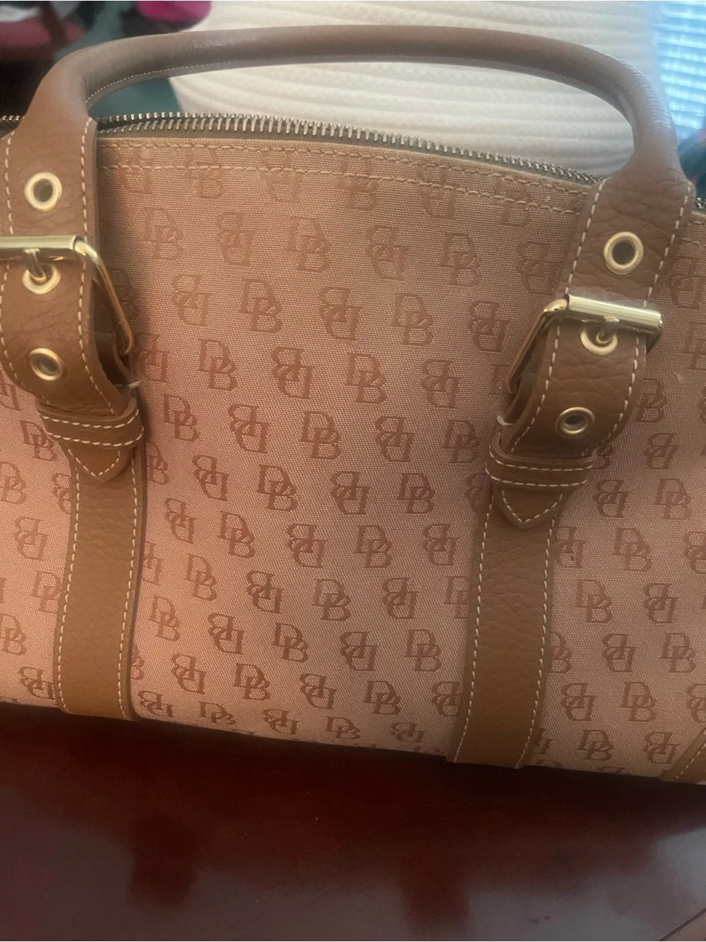 Dooney and Burke Logo-Print Satchel Handbag